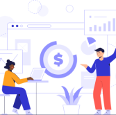 Employee working in office vector illustration